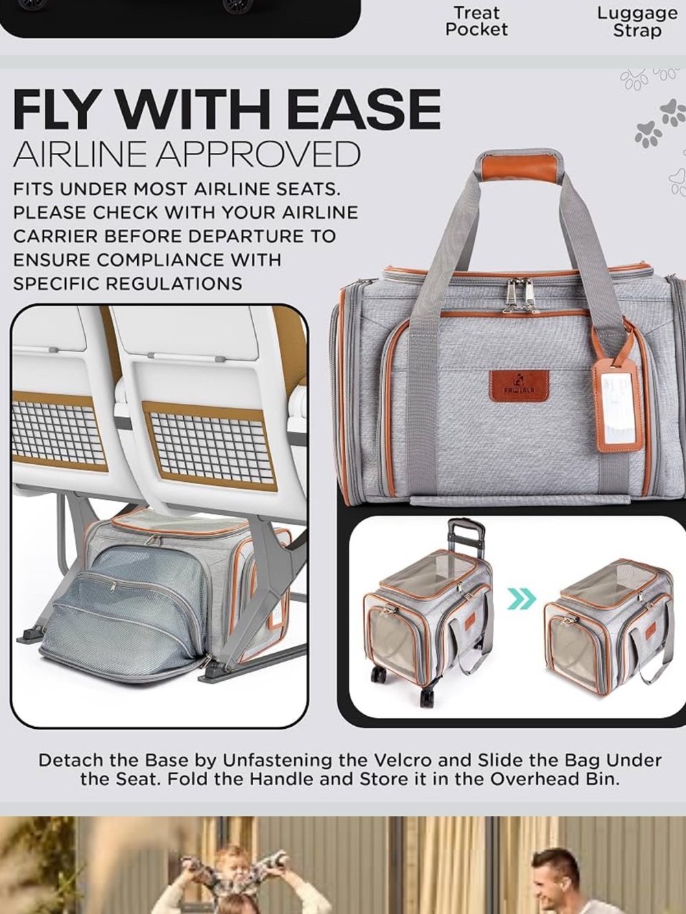Dog/Cat/Pet Carrier with Wheels - Airline Approved - Expanded Sides NEW - Picture 6 of 11